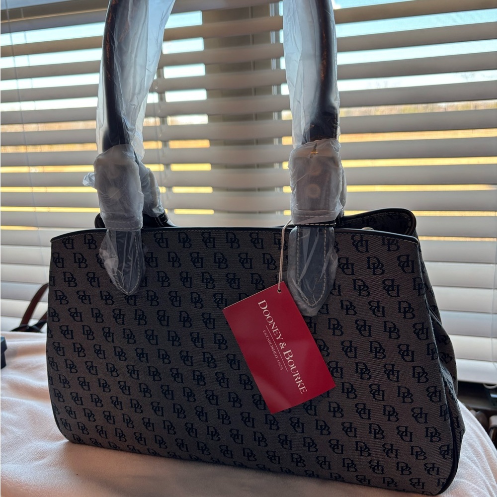 Dooney & Bourke Black and Tan Monogram Shoulder Bag